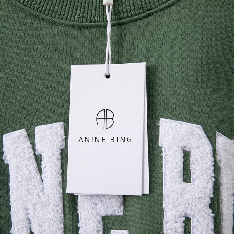 Letter Embroidery Loose Navy Blue Cotton Fleece Women's Sweatshirt Long Sleeve Round Neck Pullover-ABS2407DBL - 图片 10