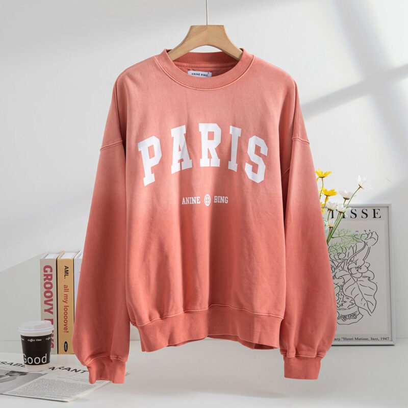Letter Printed Light Green Round Neck Long Sleeve Women's Sweatshirt-ABS2416LD - 图片 18