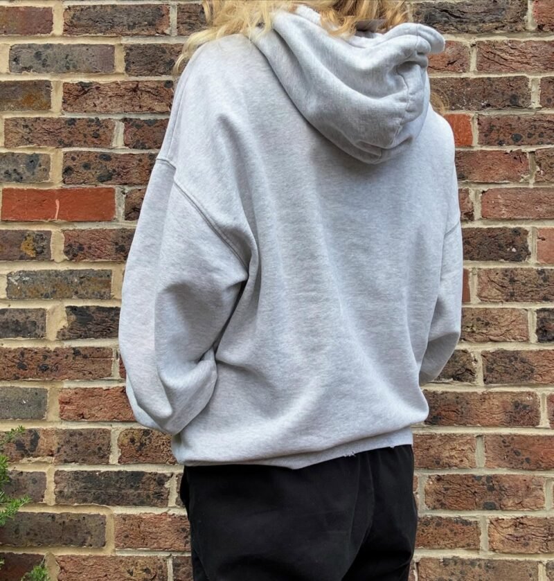Autumn and Winter Women's Classic Letter Print Lining Fleece Gray Hooded Sweatshirt-ABS02401GY - 图片 12