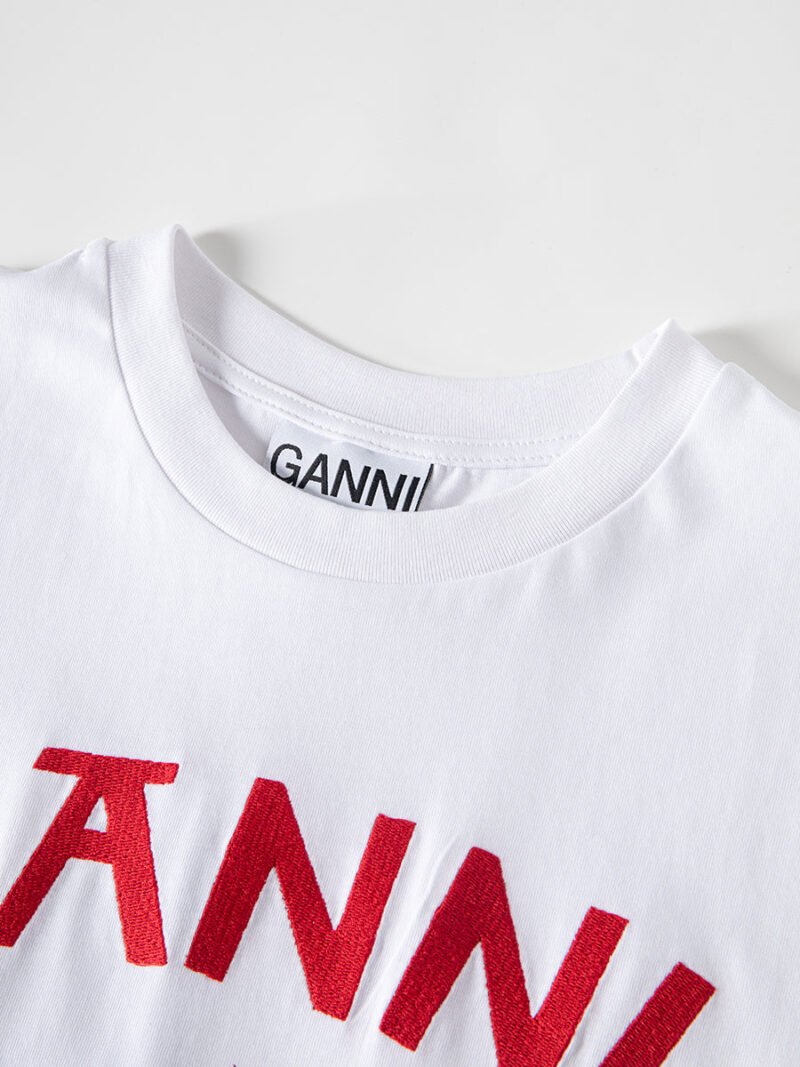 Letter Embroidery Cat Print White T-shirt Women Cotton Casual Crew Neck Short Sleeve T-shirts-GN19 - 图片 7