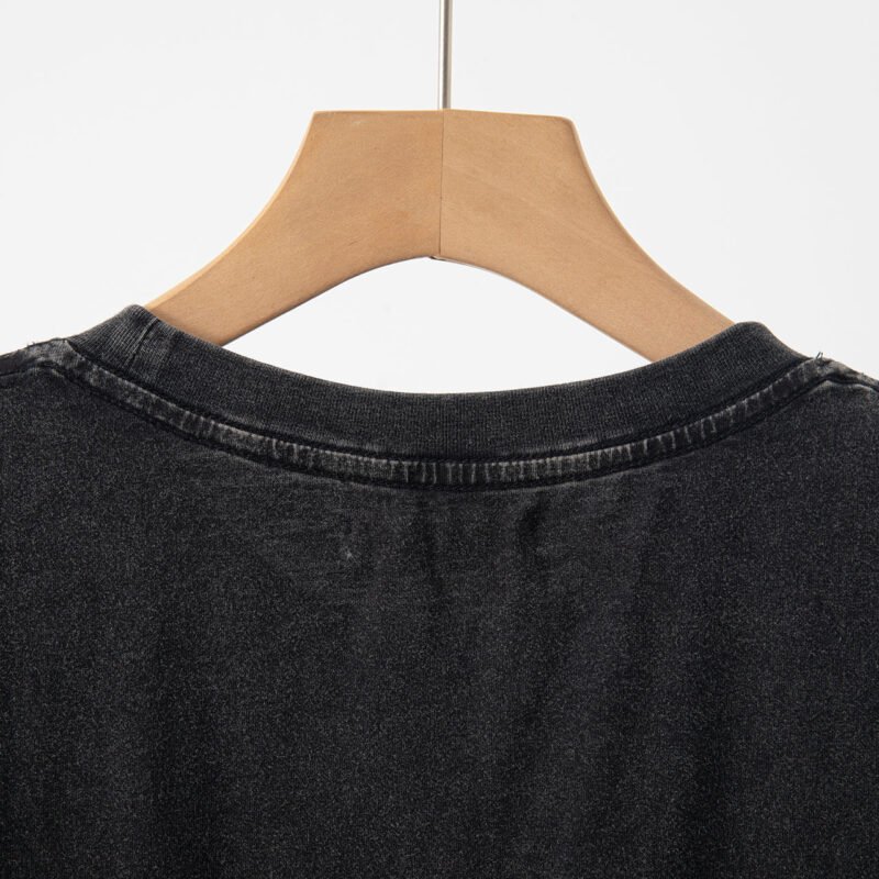 Eagle Print Washed Women's Black Short Sleeve T-Shirt-ABT07BK - 图片 10
