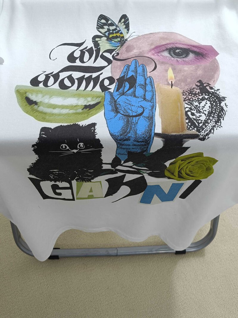 Graphic Print Letter White T-shirt Women Summer Crew Neck Short Sleeve Casual Tops Tees-GN15 - 图片 6