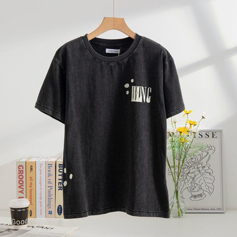 BING Printed Washed Women's Short-sleeved T-shirt-ABT29BK - 图片 2