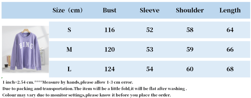 Autumn and Winter Classic BING Letter Print Washed Dyed Fried Color Fleece Loose Purple Sweatshirt-ABS2421PP - 图片 14