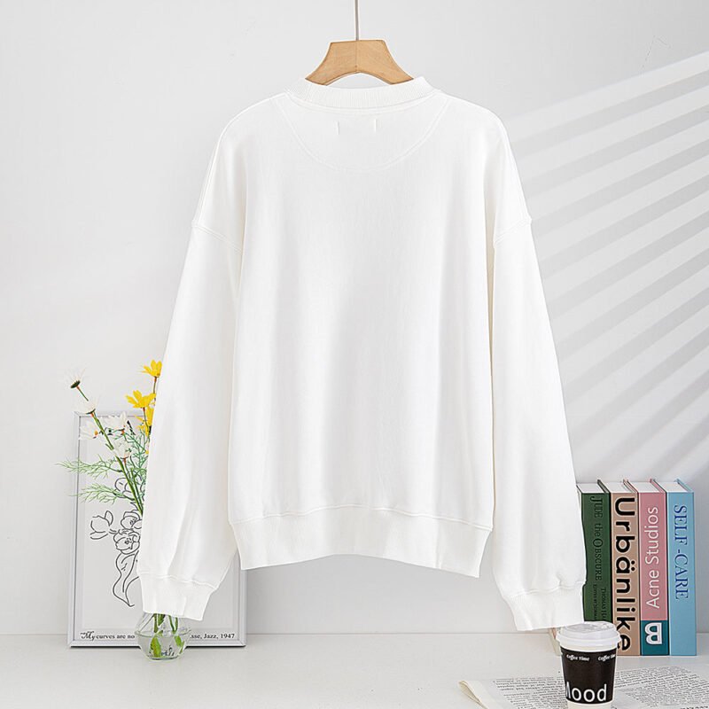 Black and White Photo Letter Landscape Print Cotton Women's Sweatshirt-ABS2449WT - 图片 3
