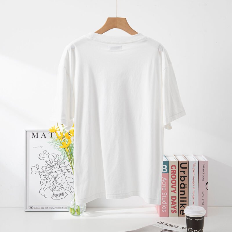 White Front Kate Head Portrait Letter Print Cotton Women's Loose Short-sleeved T-shirt-ABT13WT - 图片 3
