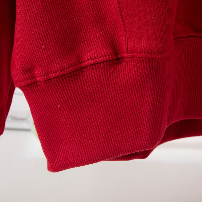 Classic Letter Print Lining Loose Red Women's Sweatshirtr-ABS2423RED - 图片 6