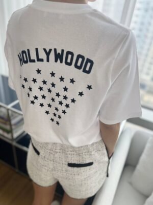 Summer Letter BING Back Star Print Cotton White Women's Short-sleeved T-shirt-ABT50WT