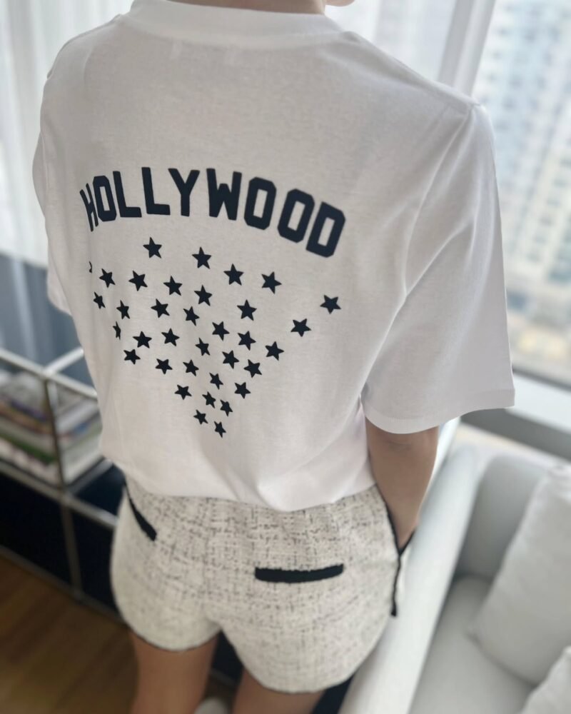 Summer Letter BING Back Star Print Cotton White Women's Short-sleeved T-shirt-ABT50WT