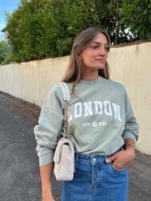 Letter Printed Light Green Round Neck Long Sleeve Women's Sweatshirt-ABS2416LD