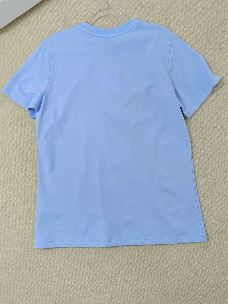 Rabbit Printed Graphic Letter Blue T-shirt Women Round Neck Cotton Casual Fashion Tops T-shirts Summer-GN09 - 图片 4