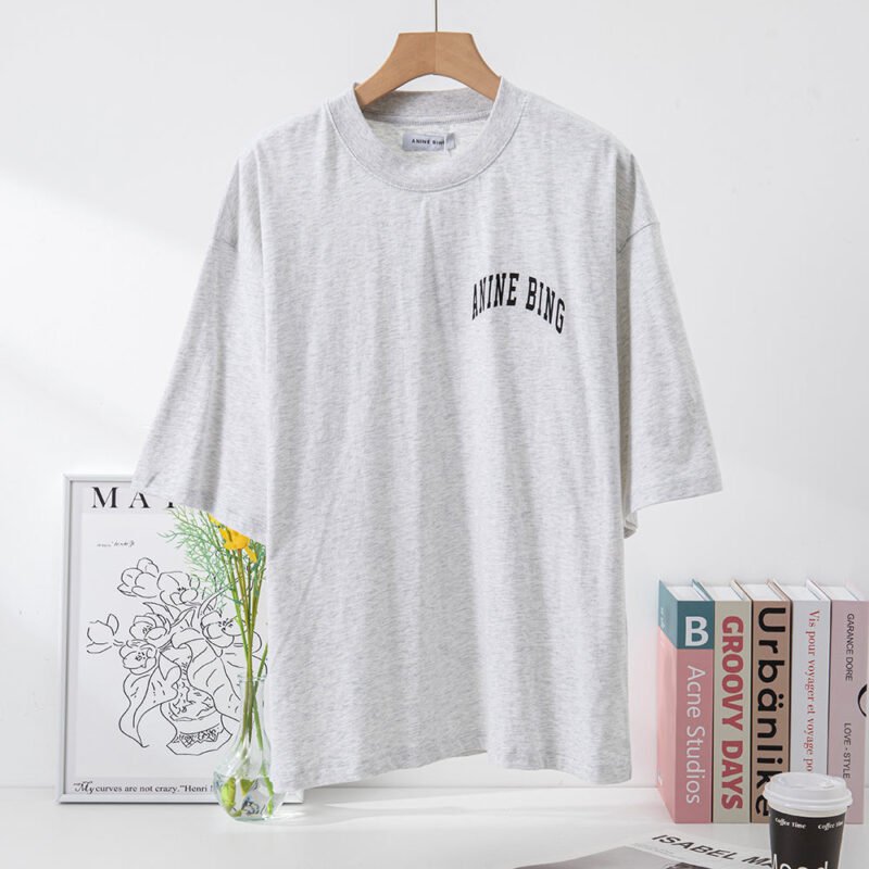 Classic Letter Printed Cotton Loose Off-White Women's Short-Sleeved T-Shirt ABT03GY - 图片 4
