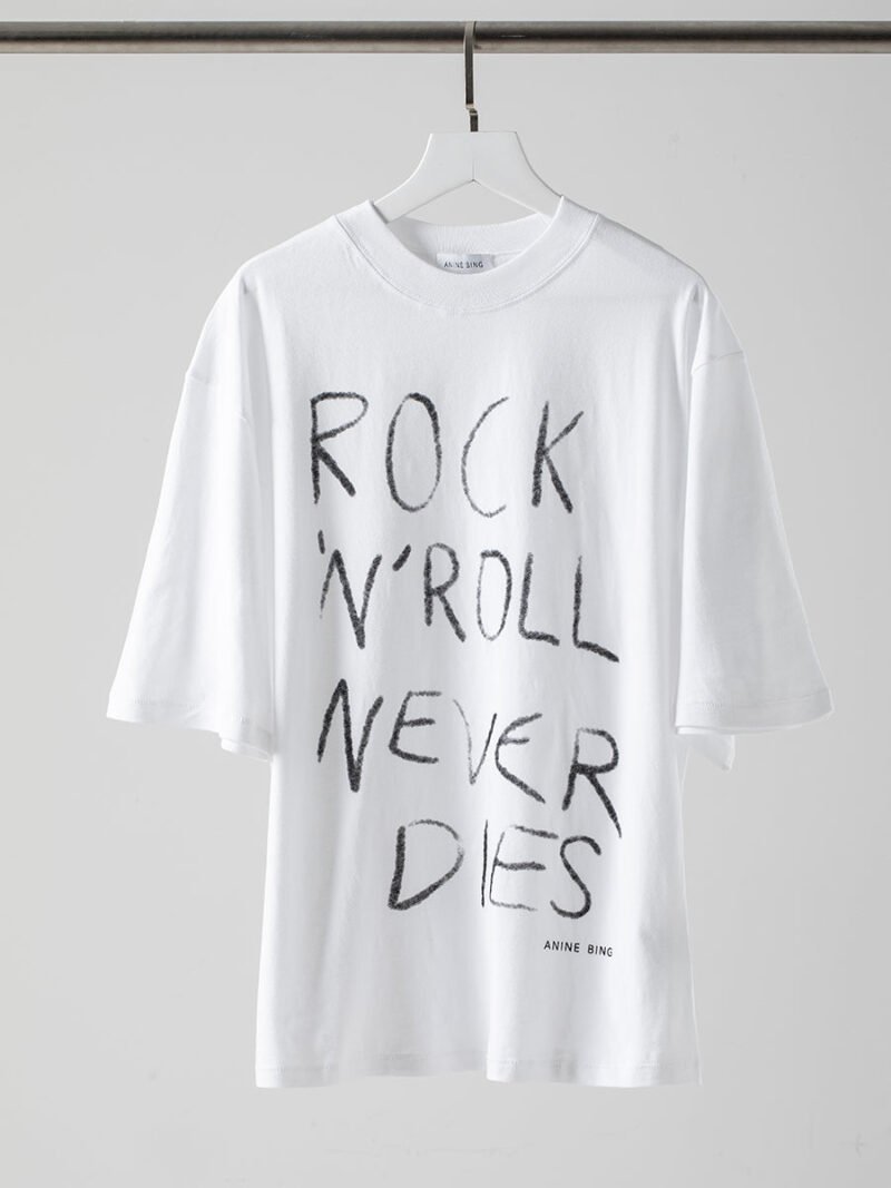 Letter Graffiti Watercolor Print Loose Cotton Women's White Short Sleeve T-shirt-ABT38WT - 图片 3