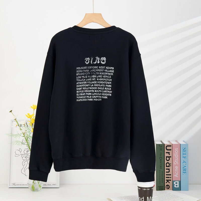 Autumn and Winter Retro Snowflake Washed Motorcycle Print Fleece Women's Sweatshirt-ABS2454BK - 图片 3
