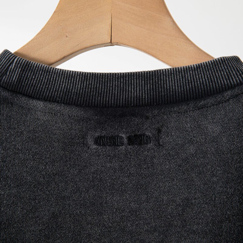 Gray and Black Tiger Head White Ink Digital Print Washed Fried Color Fried Snowflakes Old Sweater for Women-ABS2413BK - 图片 5