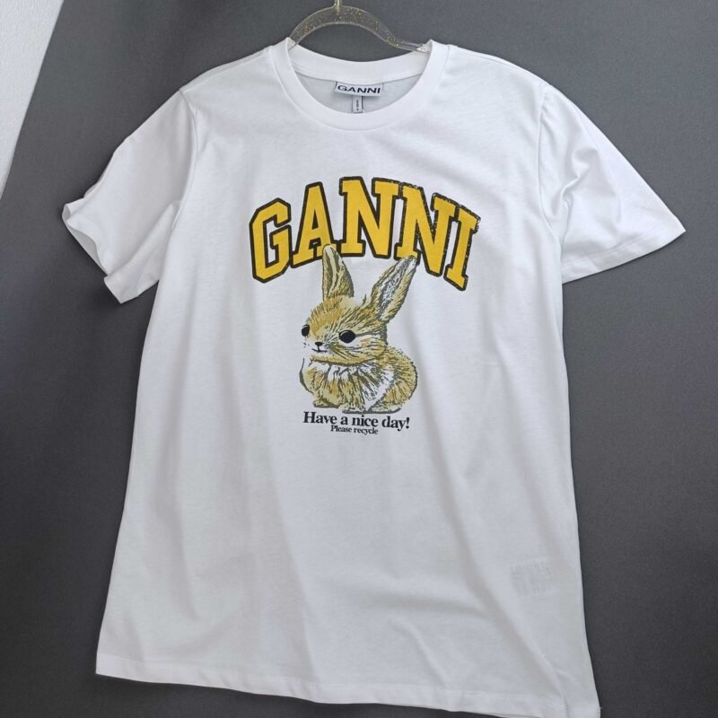 Animal Printed Letter White T-shirt Women Classic O-neck Cotton Short Sleeve Tops Tees-GN03 - 图片 6
