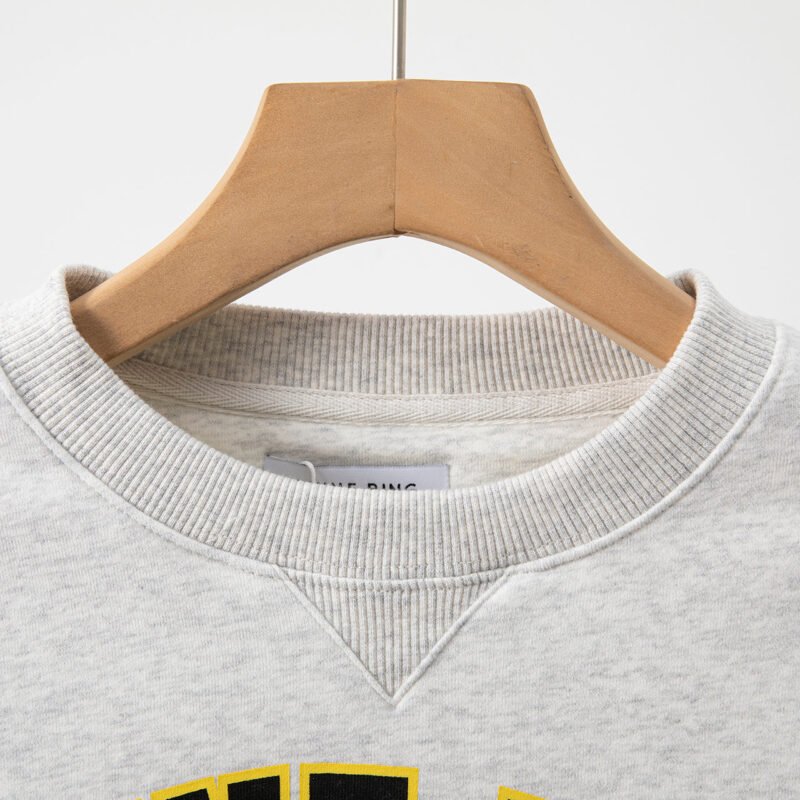 Autumn and Winter Classic Letter Print Lining Fleece and Velvet Women's Round Neck Sweatshirt- ABS2440GY - 图片 3
