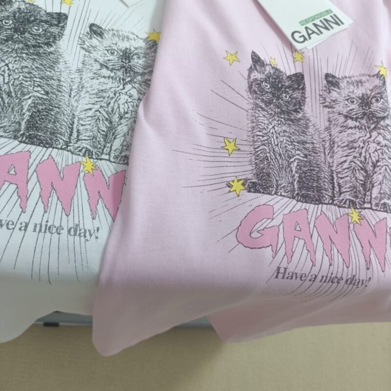 Cats Graphic Printed Letter White T-shirt Women Crew Neck Cotton Fashion Casual Cozy Tops T-shirts-GN11 - 图片 5