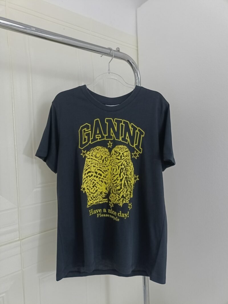 Animal Printed Letter Embroidery T-shirt Women Crew Neck Cotton Vintage Casual Black Short Sleeve T-shirts-GN13 - 图片 5