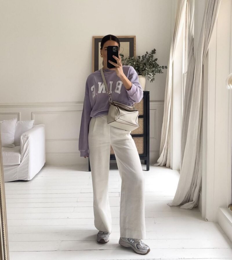 Autumn and Winter Classic BING Letter Print Washed Dyed Fried Color Fleece Loose Purple Sweatshirt-ABS2421PP - 图片 13
