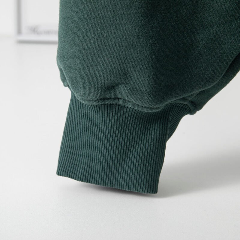 Autumn and Winter Washed Green Fried Eagle Print Fleece Distressed Hooded Sweatshirt-ABS2429GN - 图片 5