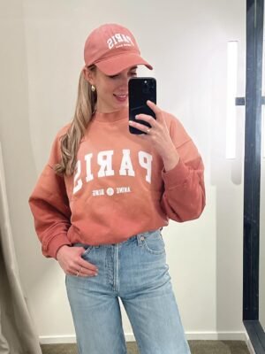 Round Neck Long Sleeve Letter Printed Washed Women's Sweatshirt-ABS2424PK