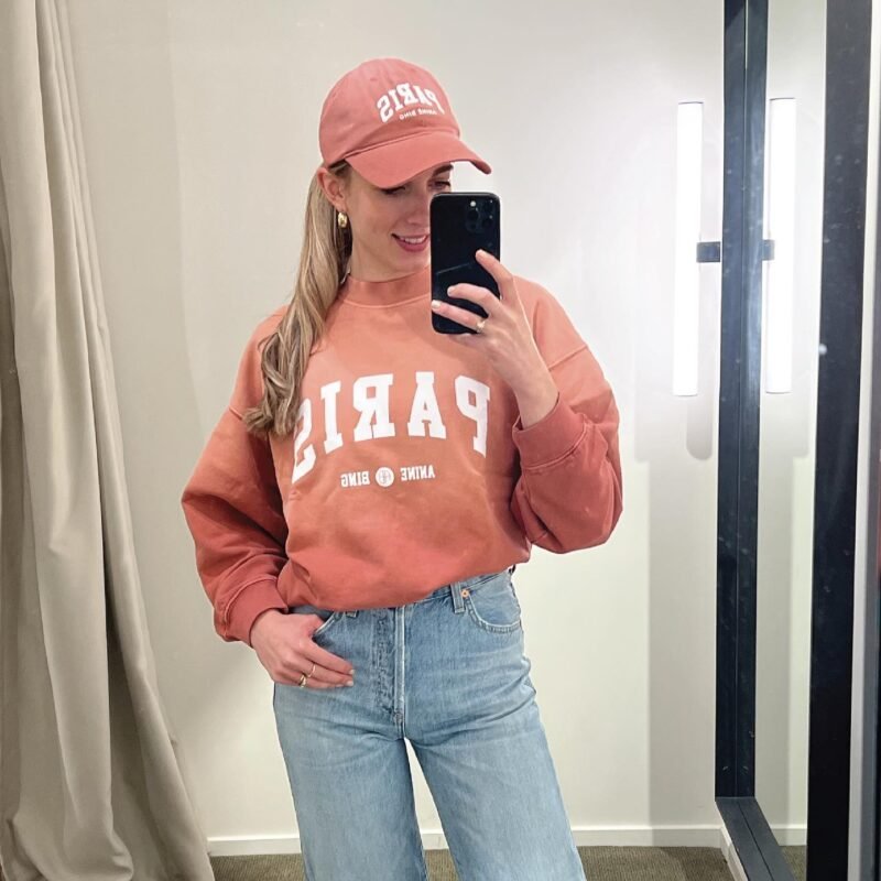 Round Neck Long Sleeve Letter Printed Washed Women's Sweatshirt-ABS2424PK
