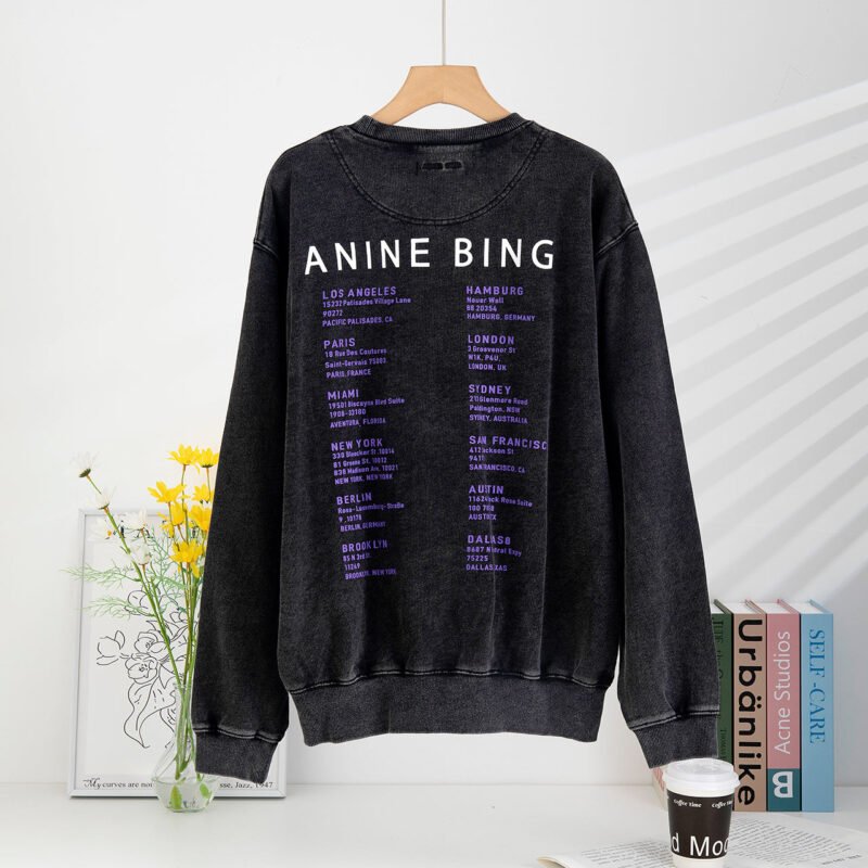 Sand Dot Letter White Ink Digital Printing Stir-fried Color Washed Stir-fried Snowflake Women's Sweatshirt-ABS2465BK - 图片 10