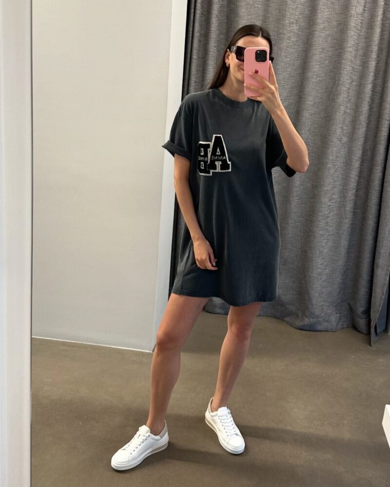AB Patch Towel Embroidery Old Washed Color Dress T-shirt Women's Dress-ABC09BK - 图片 2