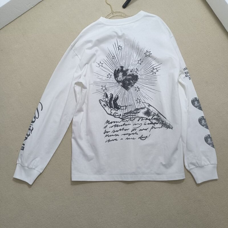 White Letter Embroidery Knot Printed Cotton Long Sleeve T-shirt Women-GN29 - 图片 11