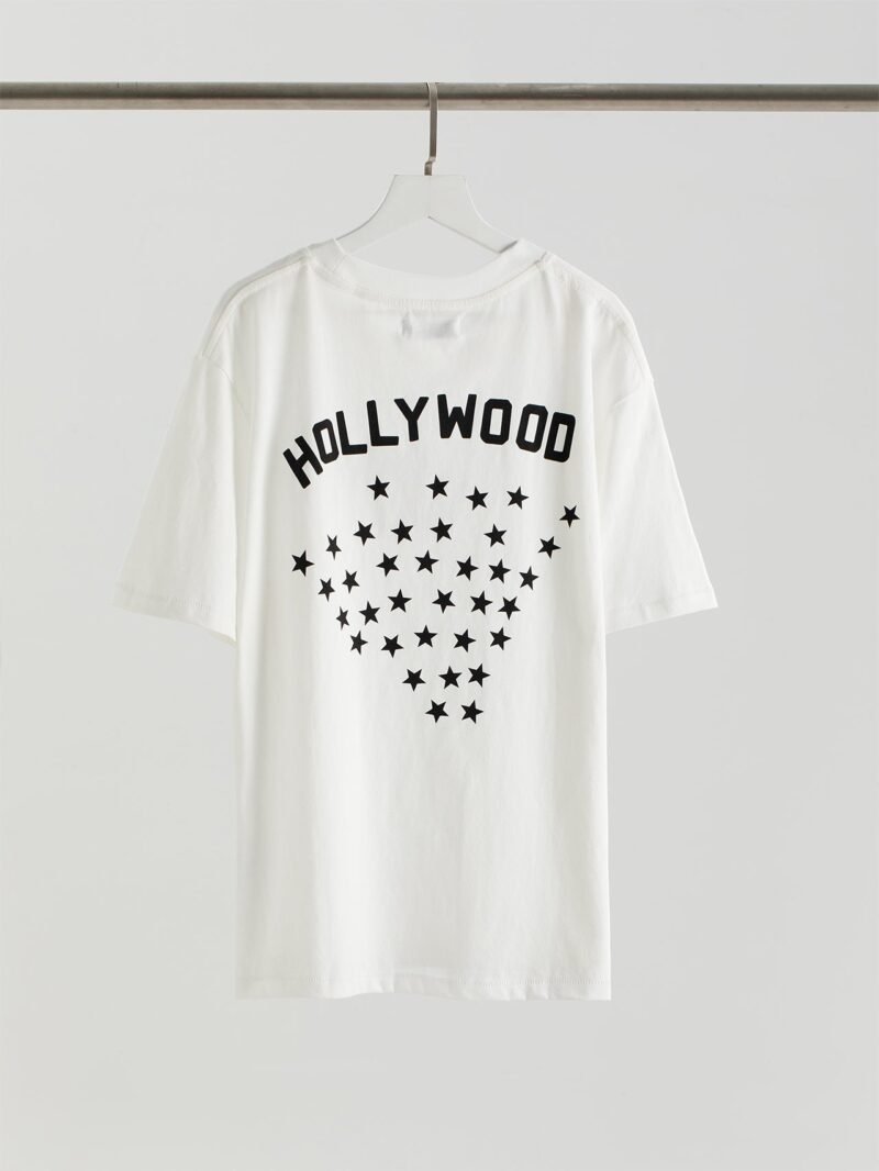 Summer Letter BING Back Star Print Cotton White Women's Short-sleeved T-shirt-ABT50WT - 图片 4