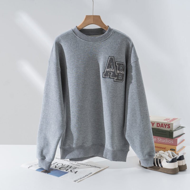 White Towel Embroidery Applique Embroidered Letters Distressed Washed Color Women's Sweatshirt-ABS2481WT - 图片 11