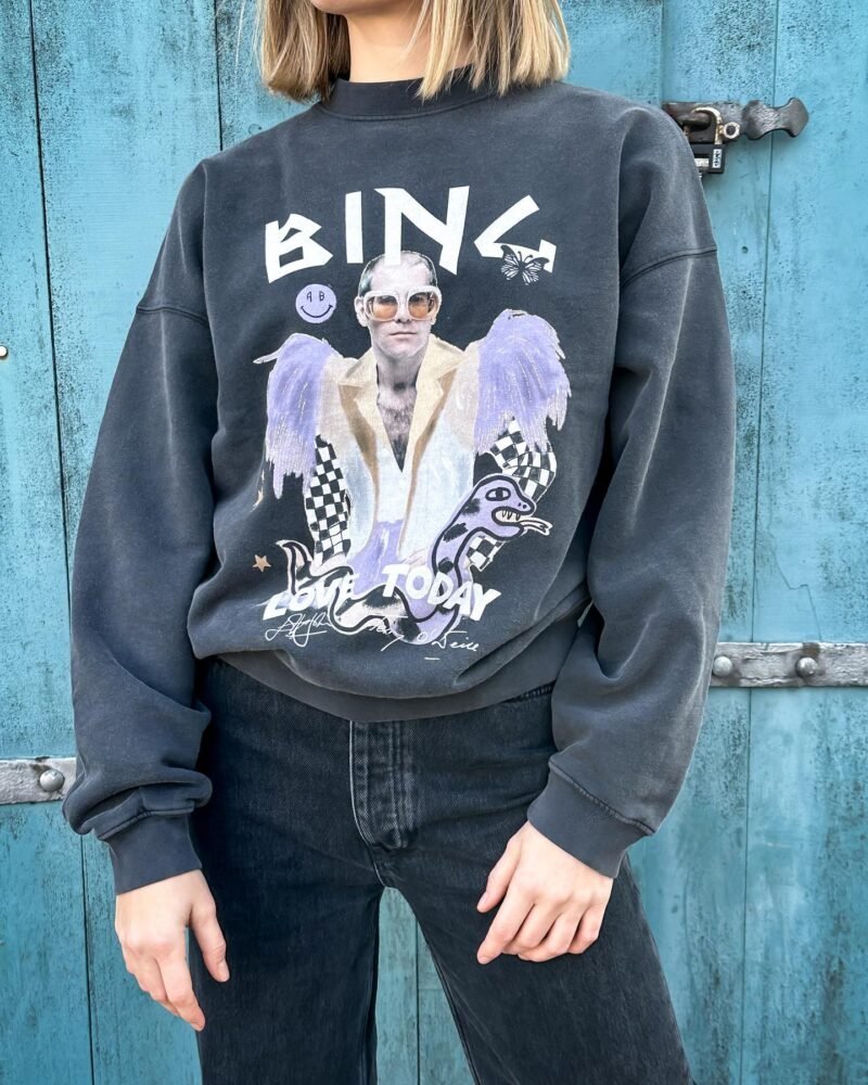 Autumn and Winter Glasses Men with Wings White Ink Digital Printing Washed Color Fried Snowflake Sweatshirt-ABS2438BK