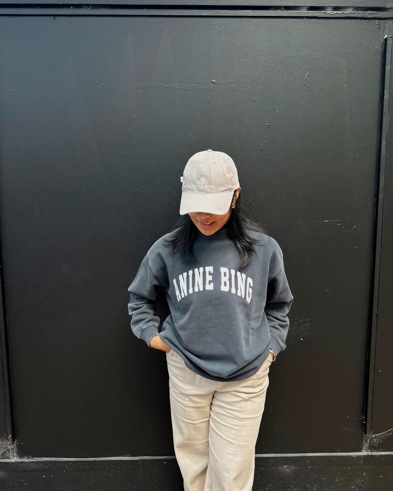 Autumn and Winter Black and Gray Classic Letter Printing Fried Color Washed Fried Snowflake Loose Women's Sweatshirt-ABS2410 - 图片 14