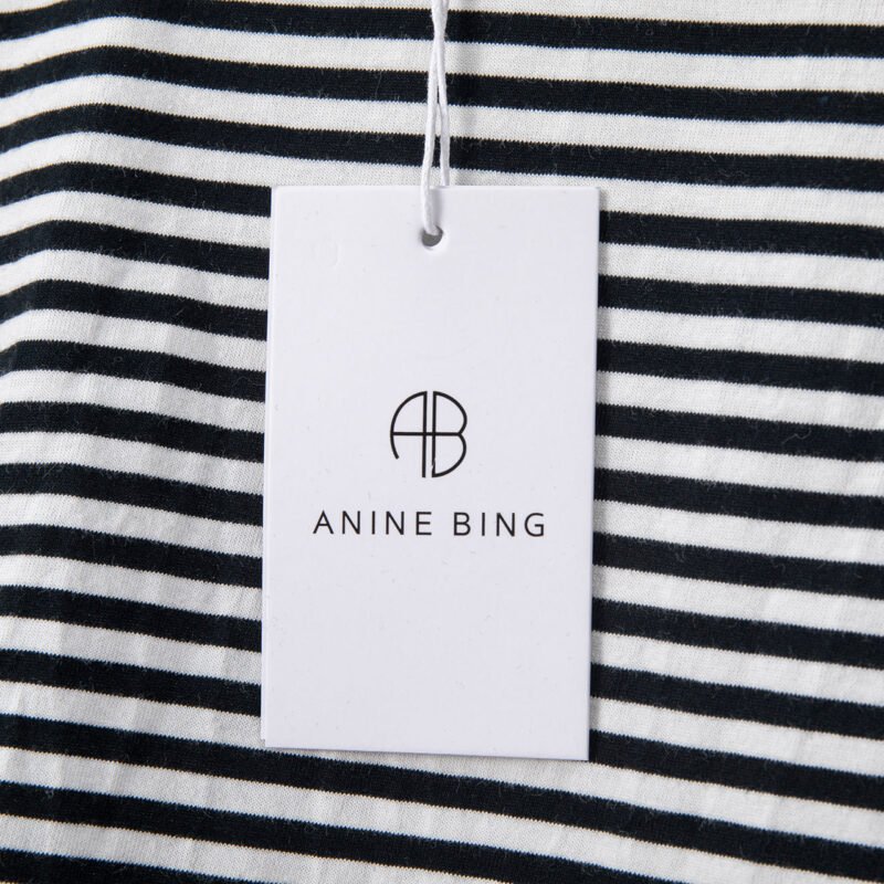 Women's Cotton Round Neck Long Sleeve T-shirt with Striped Logo Embroidery-ABT01stri - 图片 6