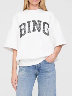 Classic BING Printed Sweatshirt Fabric Women's Loose Short Sleeves T-shirt-ABSPF-247