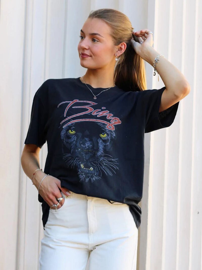 Summer Leopard Head Print Washed Fried Snowflake Ferment Washed Distressed Short-sleeved Women's T-shirt-ABT26BK