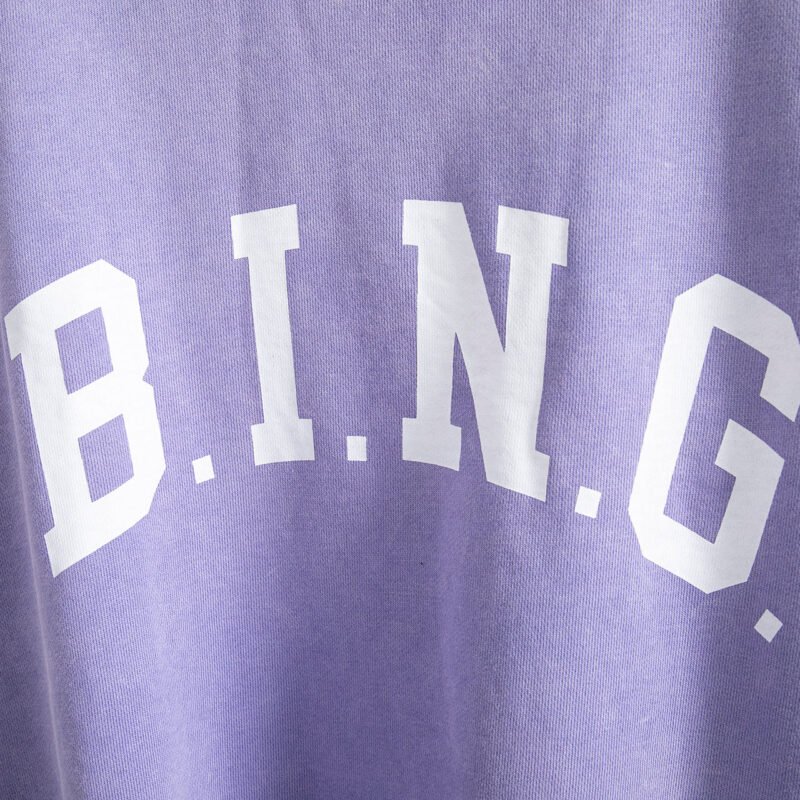 Autumn and Winter Classic BING Letter Print Washed Dyed Fried Color Fleece Loose Purple Sweatshirt-ABS2421PP - 图片 5