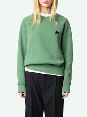 Love Embroidery Green Women's Round Neck Sweater-DH-ZV-170javascript: