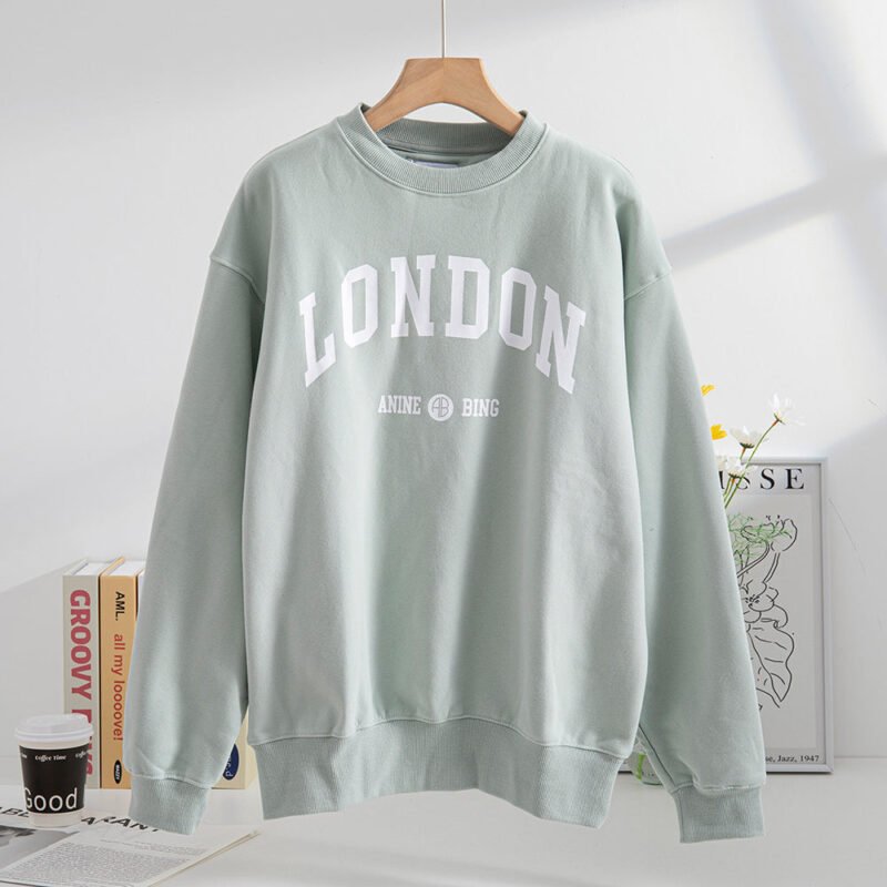 Black Round Neck Cotton Sweatshirt PARIS Print Pullover Tops-ABS2409BK - 图片 40