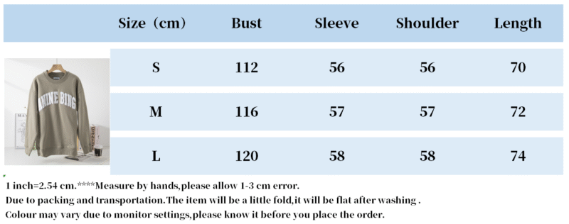 Letter Embroidery Loose Blue Cotton Fleece Women's Sweatshirt Long Sleeve Round Neck Pullover-ABS2419BL - 图片 34