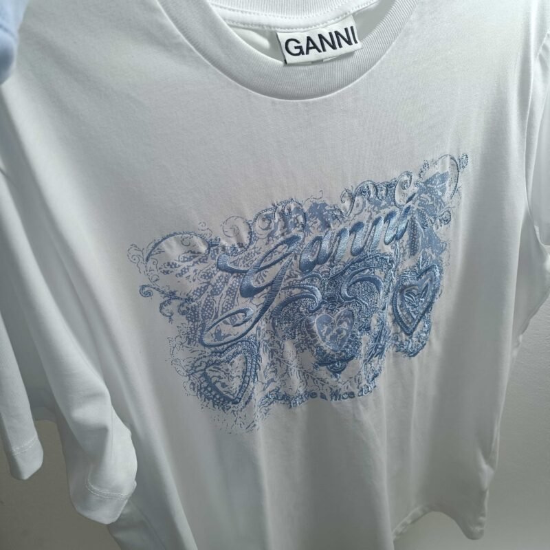 Letter Embroidery Graphic Printed White Cotton T-shirt Women-GN14 - 图片 9