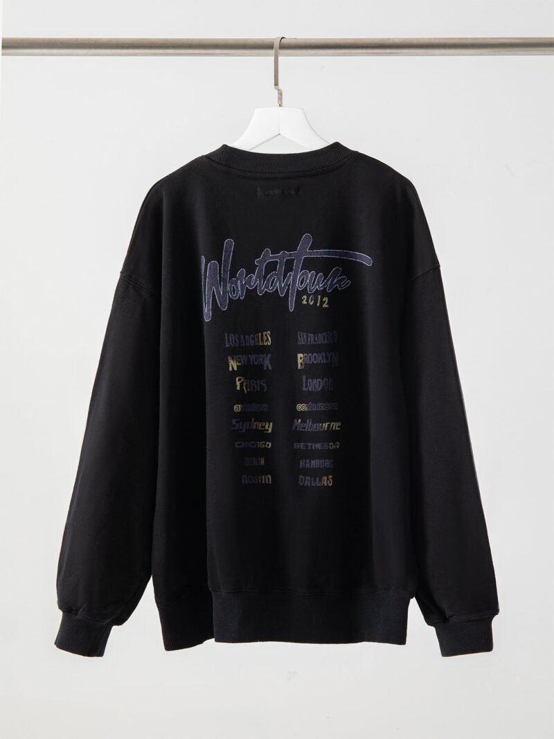 Tiger Head White Ink Digital Print Washed and Fried Color Distressed Women's Sweatshirt-ABS2415BK - 图片 3