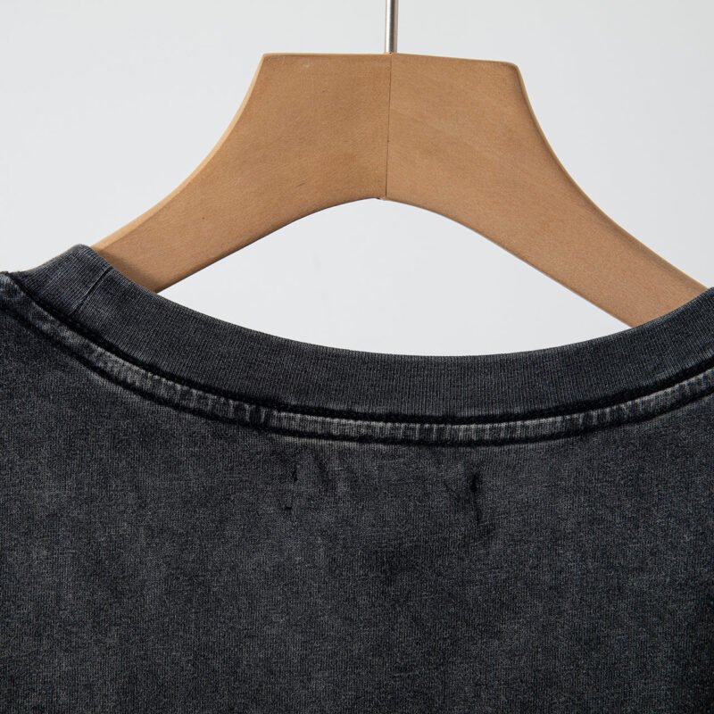 Retro Black Short-sleeved T-shirt with Star Motorcycle Print Pullovers-ABT41BK - 图片 5