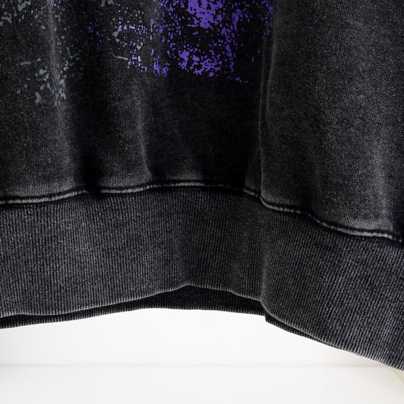 Sand Dot Letter White Ink Digital Printing Stir-fried Color Washed Stir-fried Snowflake Women's Sweatshirt-ABS2465BK - 图片 5