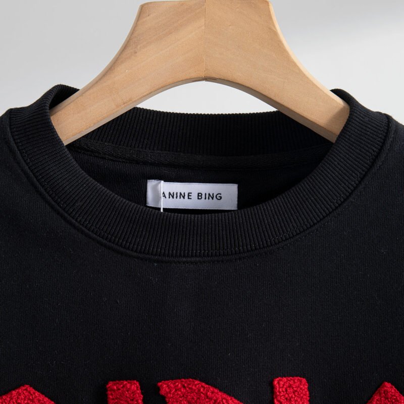 Classic Tiger Head Hand-cranked Embroidery Lining Fleece Round Neck Sweatshirt-ABS2435BK - 图片 3