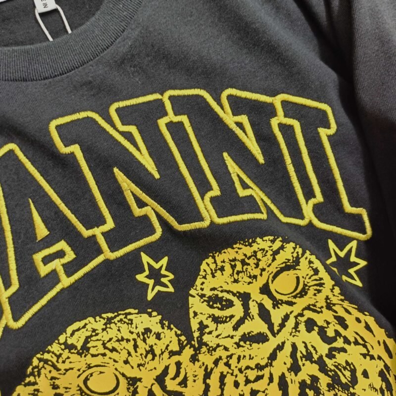 Animal Printed Letter Embroidery T-shirt Women Crew Neck Cotton Vintage Casual Black Short Sleeve T-shirts-GN13 - 图片 8