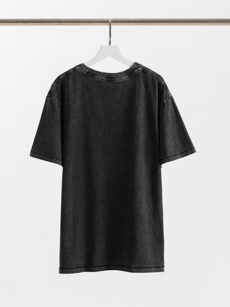 2025 Classic Letter Printed Washed Distressed Women's Short Sleeve T-shirt-ABC03BK - 图片 4