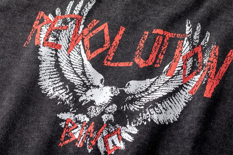 Autumn and Winter White Eagle Print Fried Color Washed Black and Gray Distressed Women's Sweatshirt-ABS2479BK - 图片 10