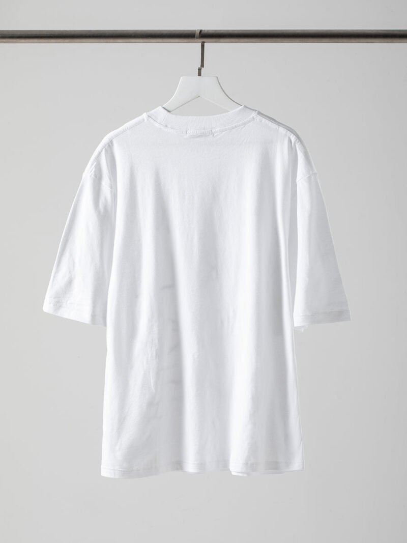 Letter Graffiti Watercolor Print Loose Cotton Women's White Short Sleeve T-shirt-ABT38WT - 图片 4